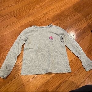 Vineyard Vines Girls Snowboard Whale Gray Long Sleeve T Shirt M Medium 10-12